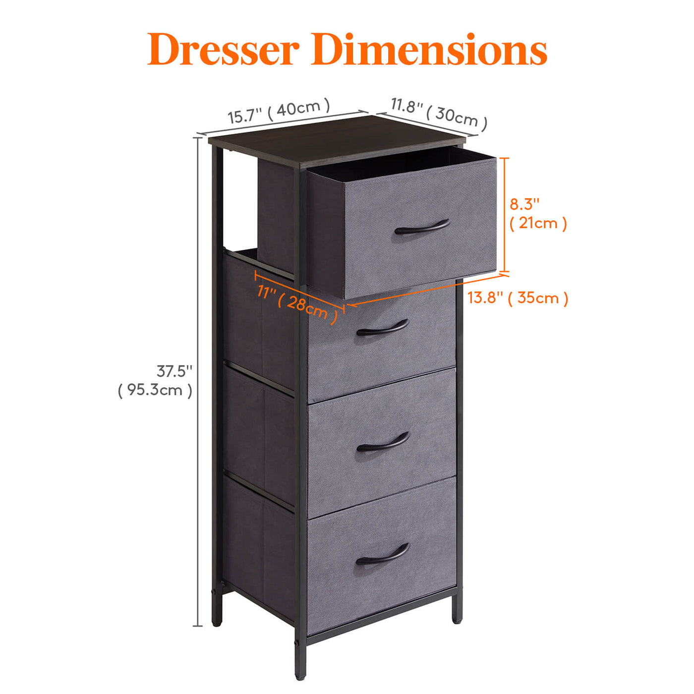 4 Drawer Dresser Nightstand, Grey/Rustic Brown - Lifewit Lifewitstore 4 Drawer Dresser Nightstand, Grey/Rustic Brown - Lifewit Lifewitstore
