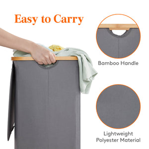 Lifewit 100L Collapsible Laundry Basket with Lid, Black/Gray Laundry Hamper with A Laundry Bag
