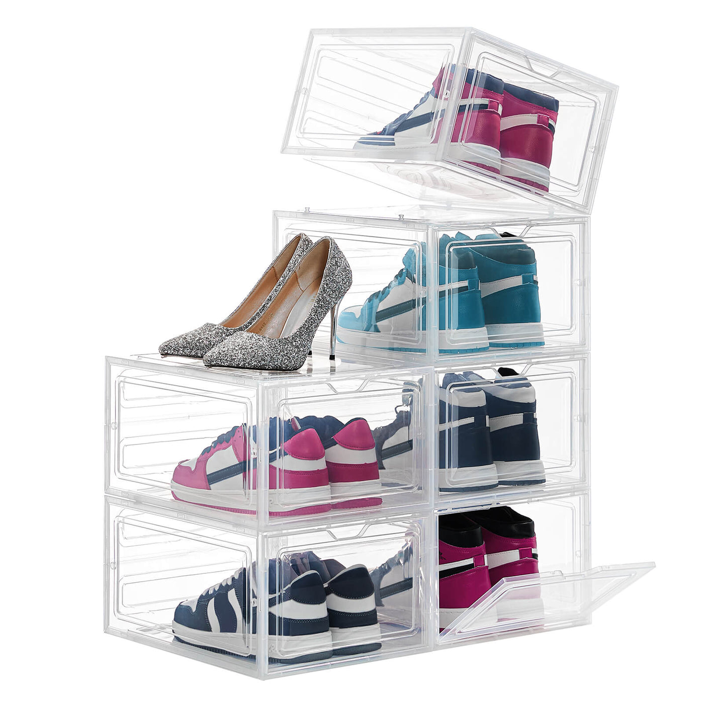 Clear Stackable Shoe Drawer Case of 6