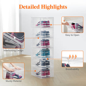 Lifewit Stackable Shoe Storage Boxes, Clear Plastic Shoe Organizer Containers Bin, Sneaker Display Case