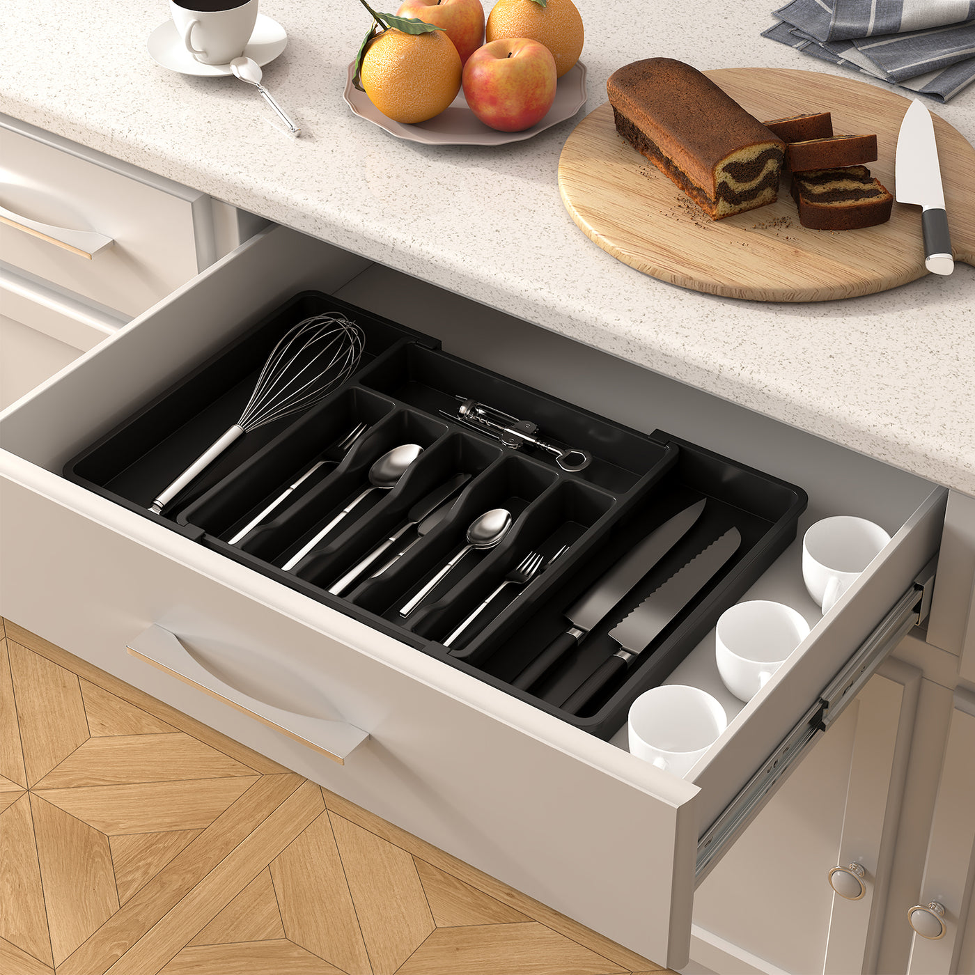 Kitchen Silverware Storage Silverware Drawer Organizer, Large Utensil Flatware Cutlery Holder Tray ...