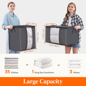 Lifewit Foldable Storage Bags with Clear Window for Clothes, Blankets, 90L