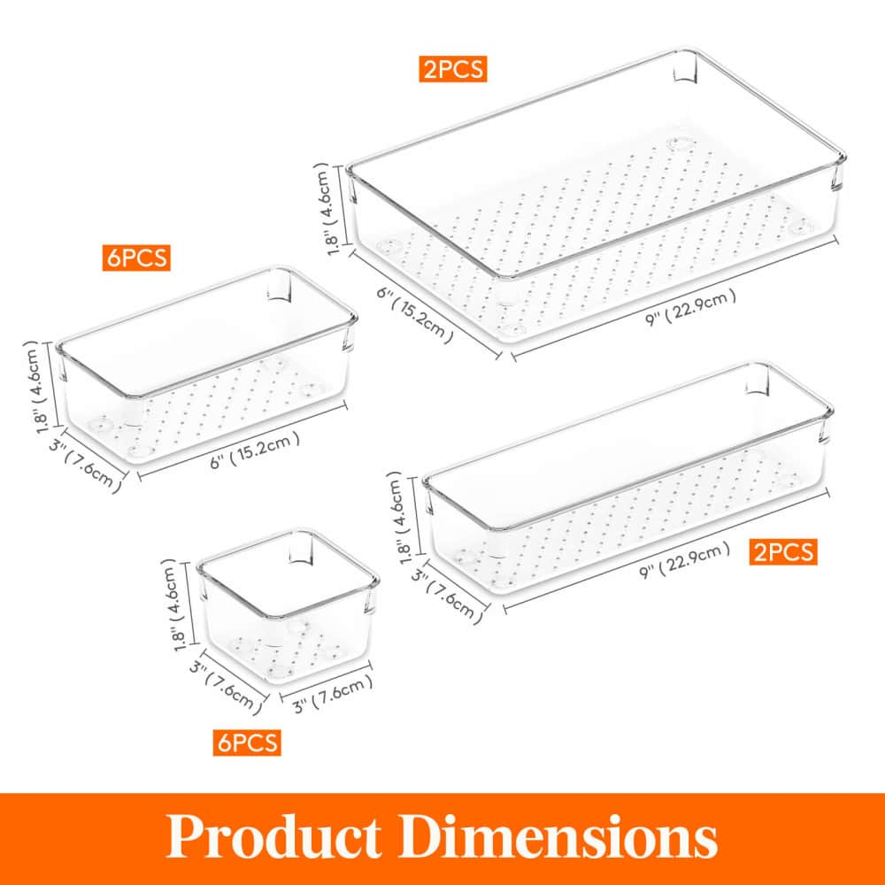 4/6pcs Large Size Clear Plastic Drawer Organizers, Versatile Acrylic Drawer  Organizer Stackable Bathroom Drawer Organizer Trays, Storage Bins For Make