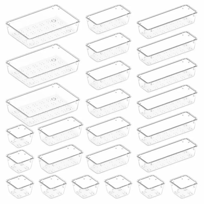 Lifewit 25 PCS Clear Plastic Drawer Storage Organizers