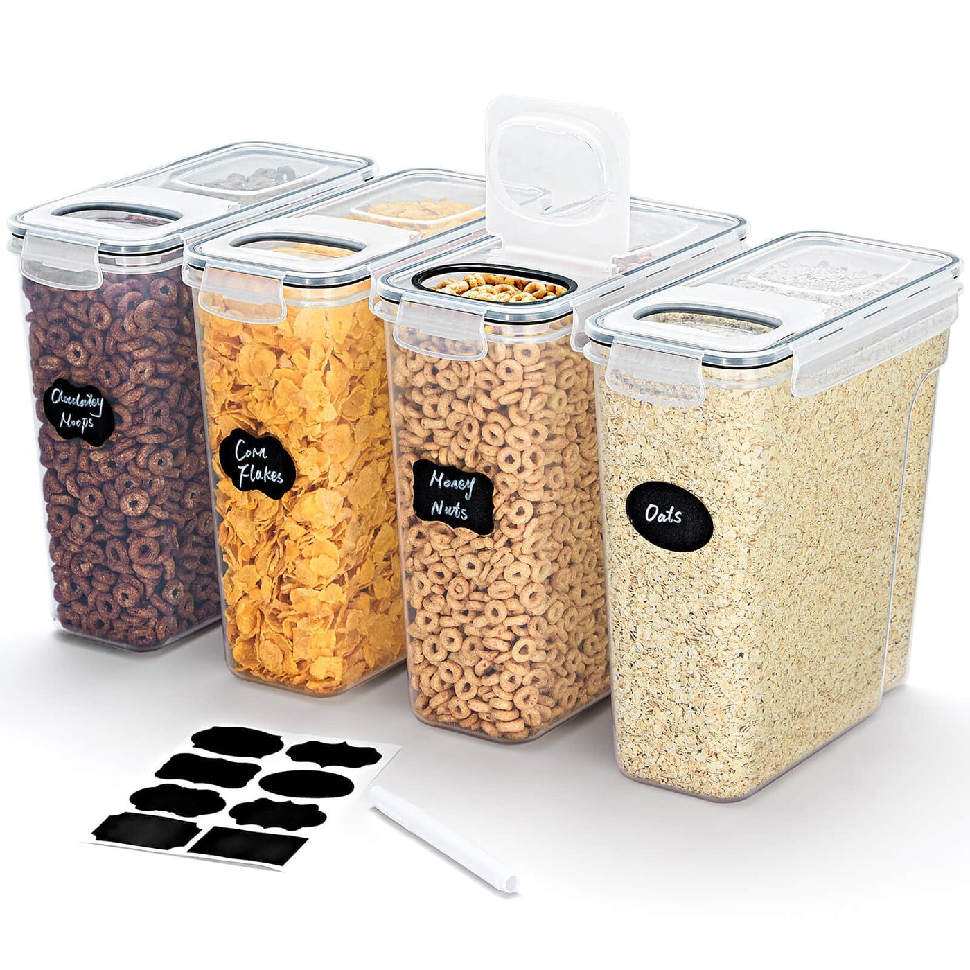 4pcs Airtight Food Storage Containers With Lids, Bpa-free Kitchen Storage  Containers For Dry Food, Flour, Sugar, Pantry Organization And Storage With  Label And Marker, Dishwasher Safe