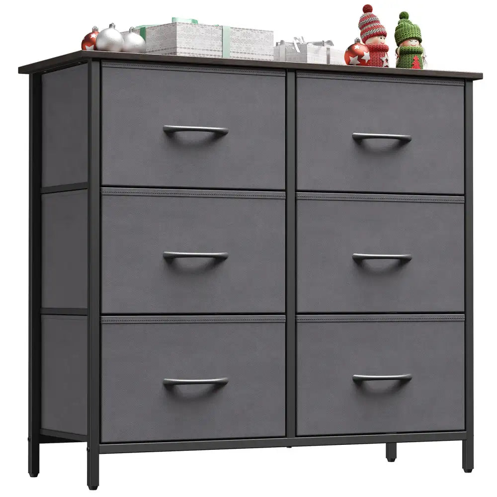 6 Drawer Double Fabric Dresser for Bedroom, Nursery - Lifewit