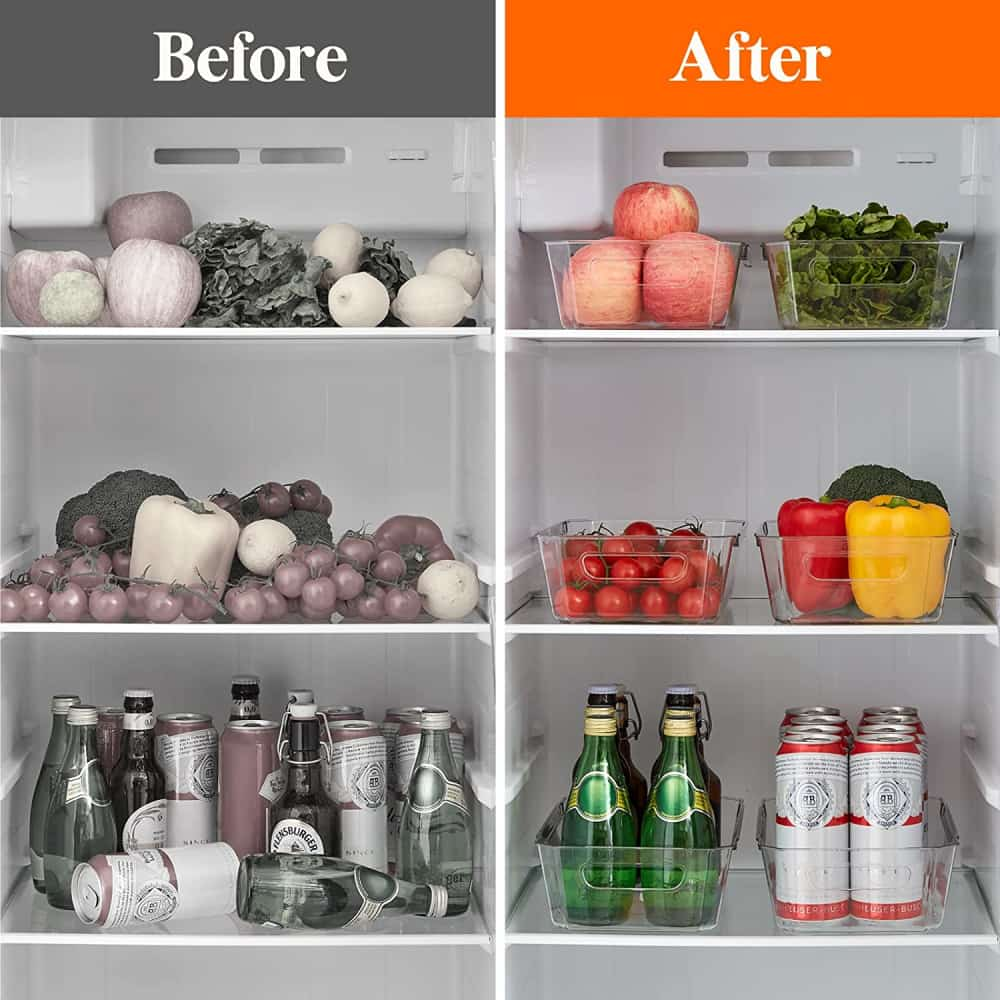 Refrigerator Door Organizer Bins, Clear Plastic Food Storage