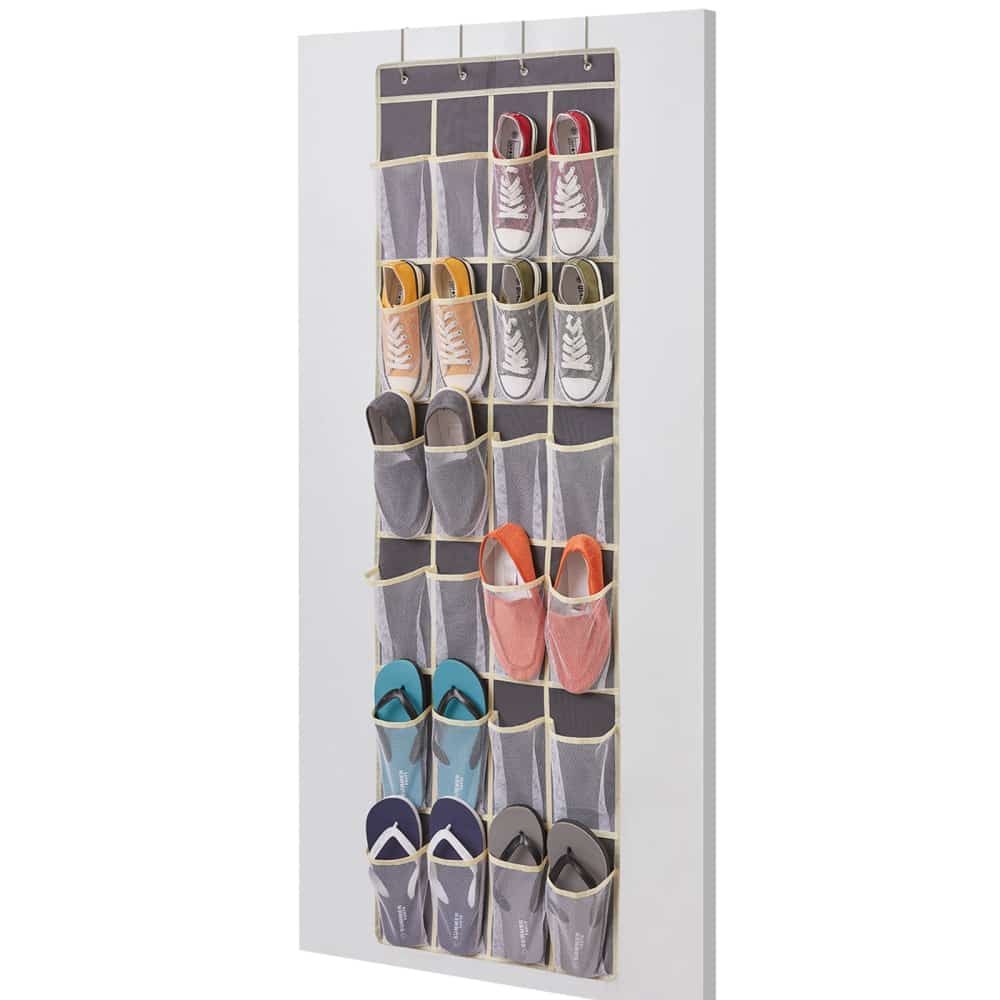 Over Door Shoes Behind Door 24-Pocket Over The Door Shoe Organizer