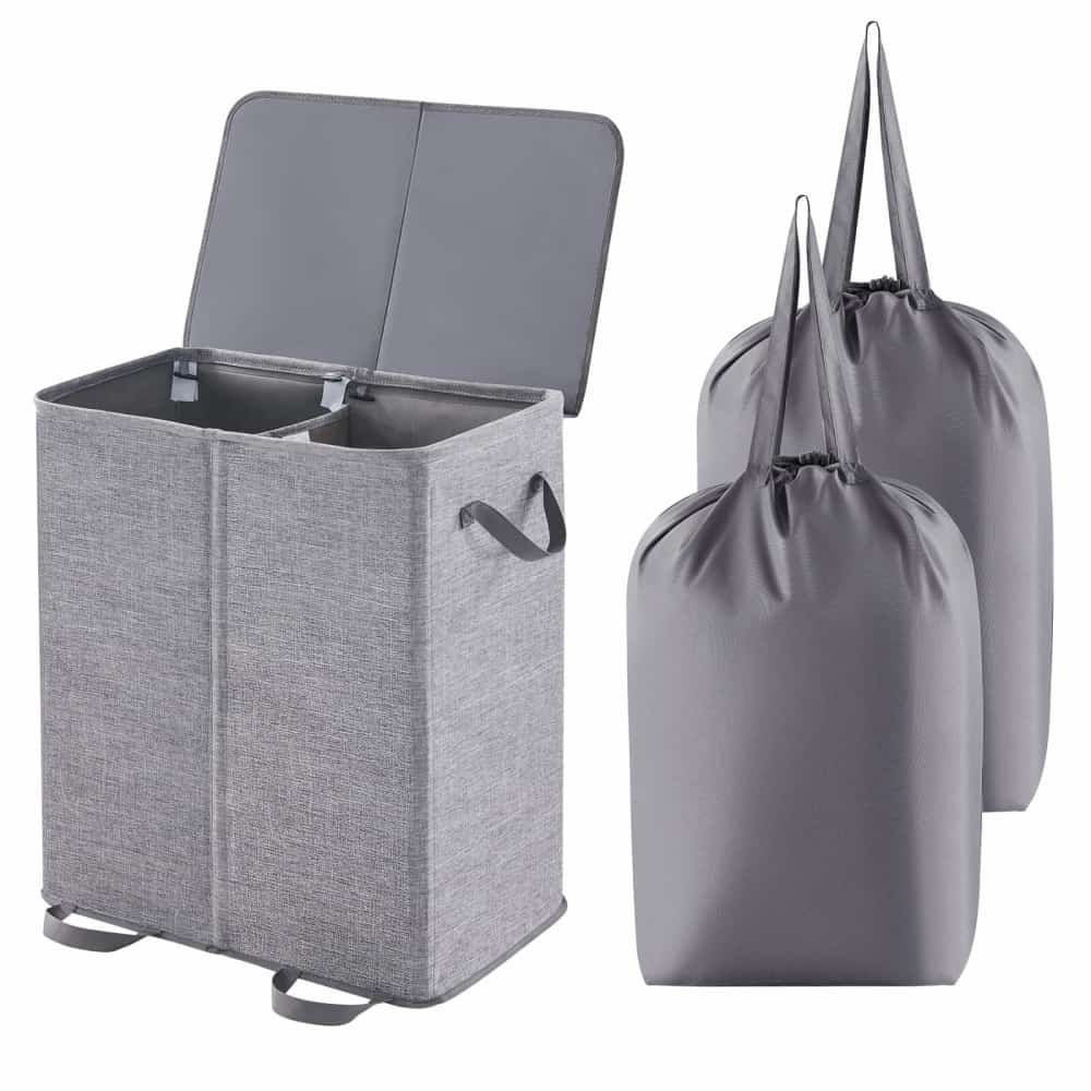 Double Laundry Hamper with Lids and Laundry Bags - Lifewit