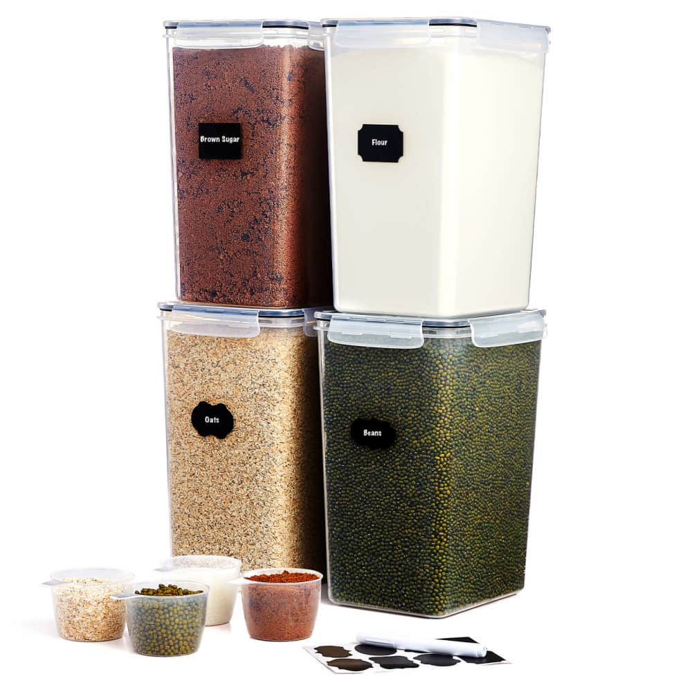 Airtight Food Storage Container W Lids for Flour, Sugar, Cereal