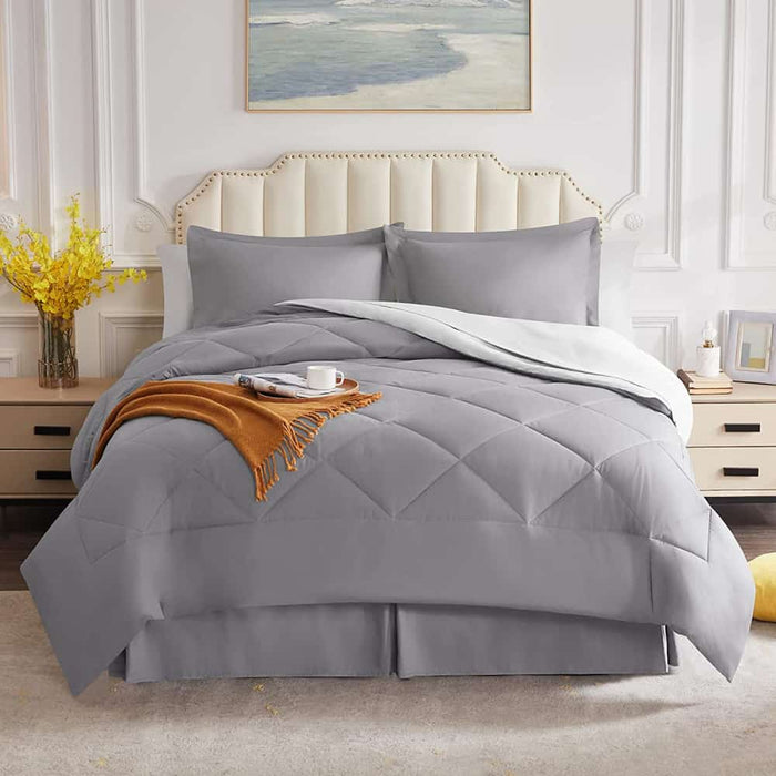 Lifewit Gray Microfiber Comforter Bedding Set, Queen/King