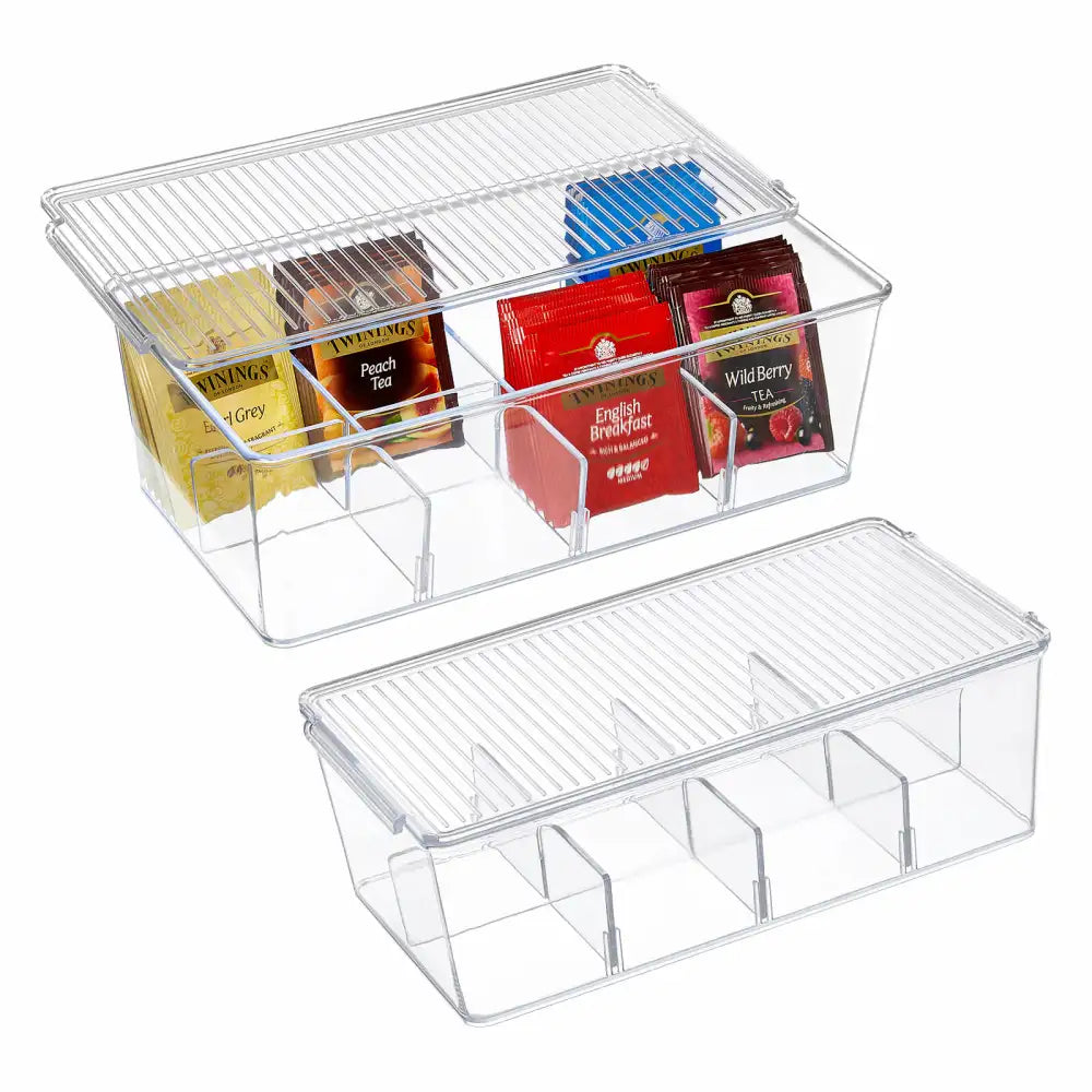 Plastic Tea Bag Organizer Bins Box, Tea Storage Container for