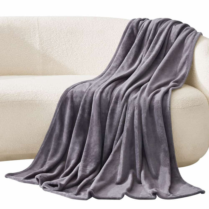 Lifewit Plush Fleece Throw Blanket, Grey/Blue, Twin/Queen/King Size