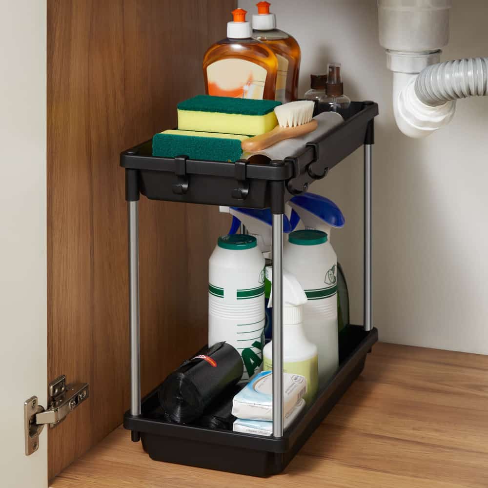 Under Sink Shelves Rack with Hooks for Bathroom & Kitchen - Lifewit –  Lifewitstore