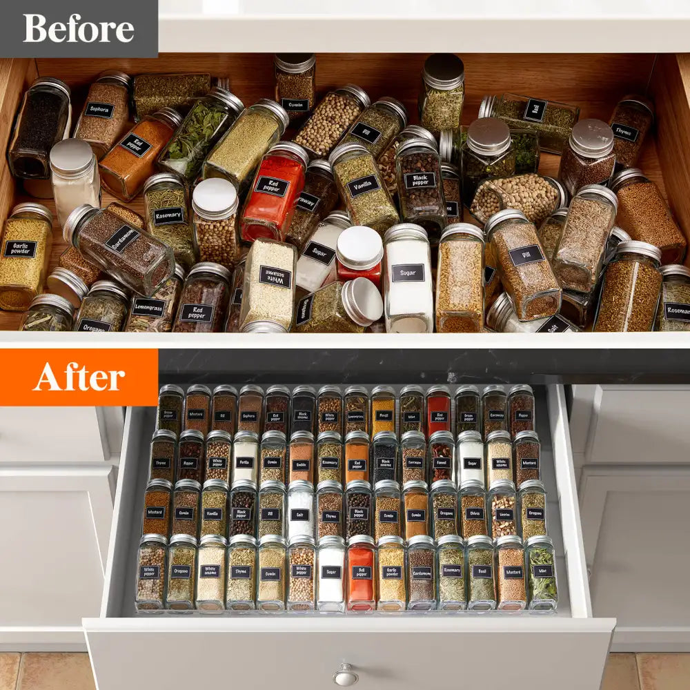 Inclined Spice Rack Organizer | 16 Jars Included