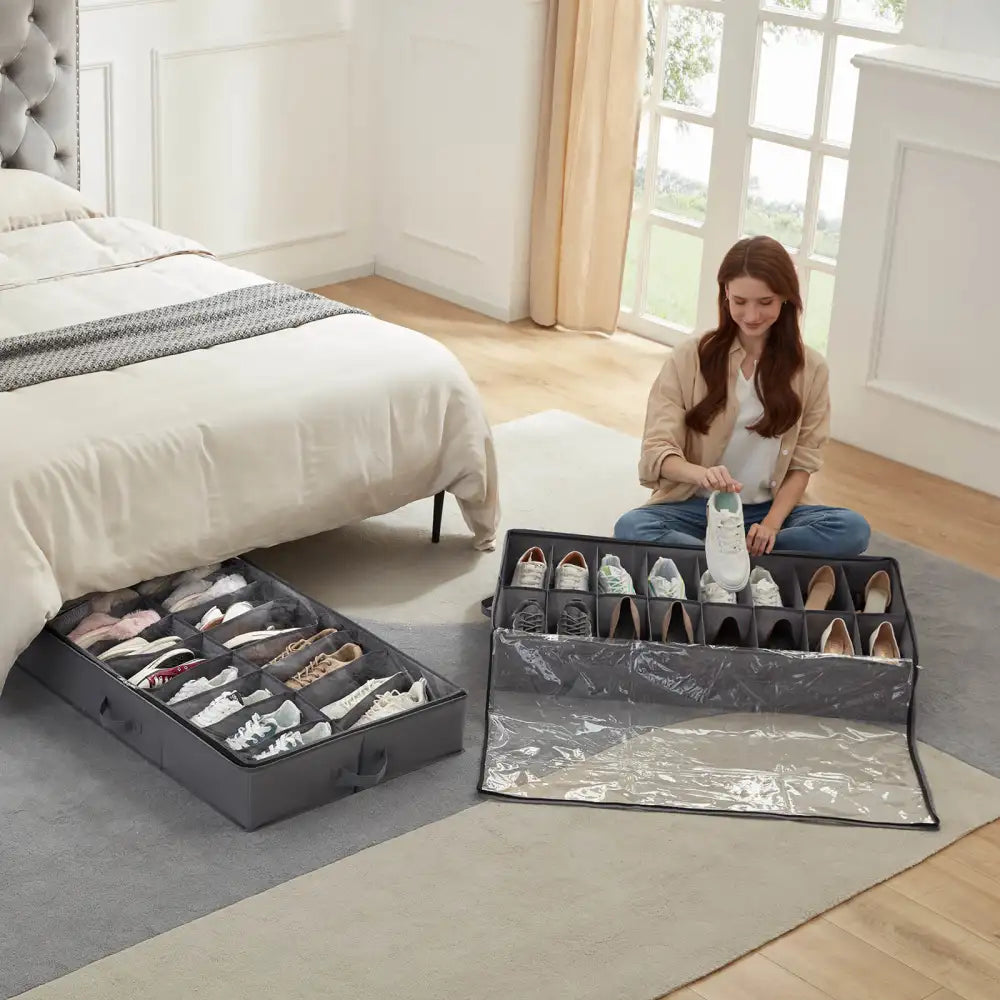 Shoe organizer top for under bed