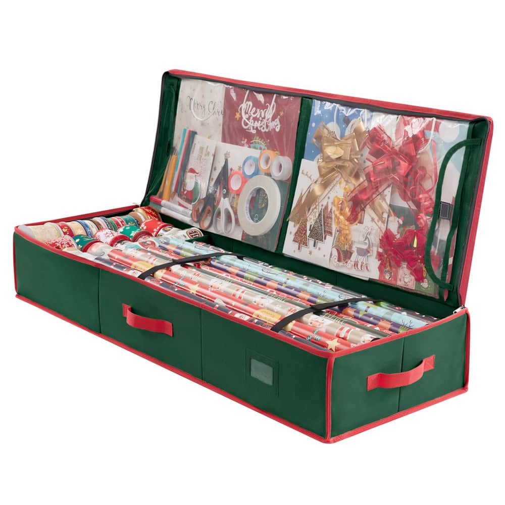 Container Store Wraps Organizer Wrapping Paper Storage Container, Under Bed Christmas Storage Organizer ...